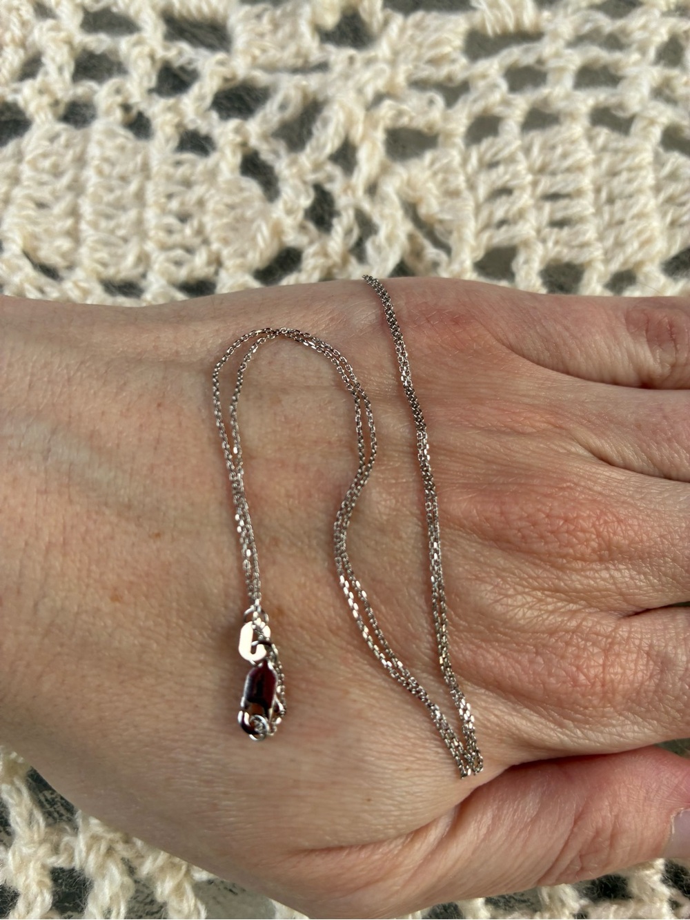 14k solid white gold diamond cut chain 16”
